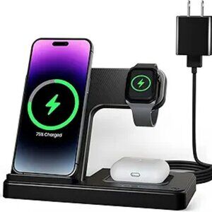 Wireless Charger iPhone Charging Station 3 in 1 Charger Stand Multiple Devices